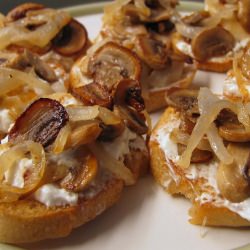 Caramelized Onion and Mushroom Crostini