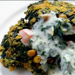 Pea Vine Patties With Yogurt Sauce