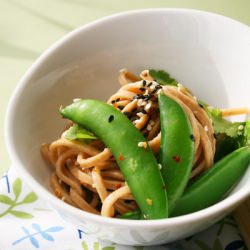 Spelt Noodles with Sugar Snap Peas