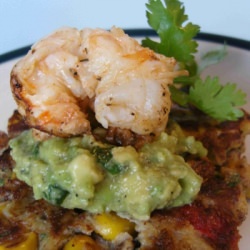 Corn Cakes with Grilled Shrimp