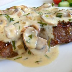 Steak with Mushroom Cream Sauce