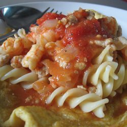 Easy Tomato Pasta on Egg