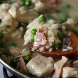 Chicken and Bacon Risotto with Peas