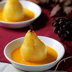 Saffron & Vanilla Poached Pears