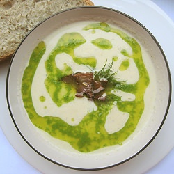 Cream of Fennel Soup w/ Parsley Oil