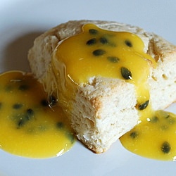 Passion Fruit Curd on Scones