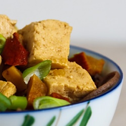 Stir-Fried Tofu in Mushroom Broth