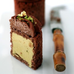 Chocolate and Pistachio Mousse Cake