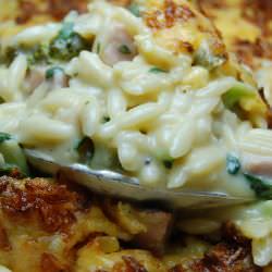 Ham and Cheese Orzo Casserole