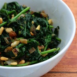 Spinach, Golden Raisins & Pine Nuts