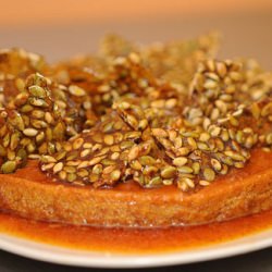 Pumpkin Flan with Praline Brittle