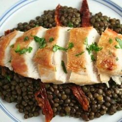 Pan-fried Chicken & Braised Lentils