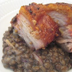 Roast Pork Belly with Puy Lentils