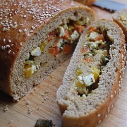 Vegetables and Feta Swirled Bread