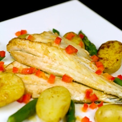 Sea Bass & Garlic Lemon Butter