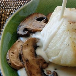 Sea Bass with Mushrooms and Cream