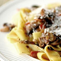Mushroom and Bacon Ragu over Pasta