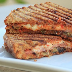 Grilled Eggplant Panini with Salami