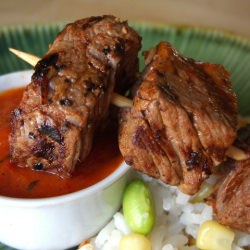 Beef Kebabs w/ Red Pepper Sauce