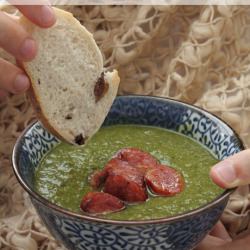 White Bean & Spinach Soup w chorizo