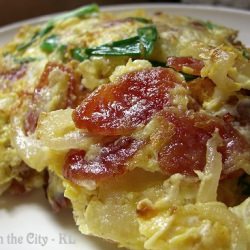Chinese Sausage and Onion Omelette