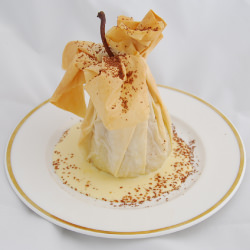 Chocolate Almond Stuffed Baked Pear