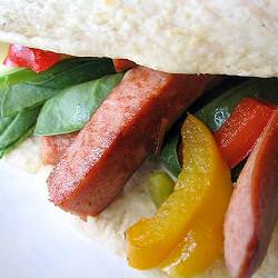 Kielbasa Wrap on Homemade Flatbread
