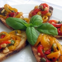 Roasted Pepper Salad on Crostini