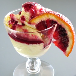 Mango Ice cream Blood Orange Syrup
