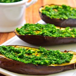 Grilled Eggplant w/ Dill Garlic Sauce