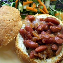 Veg BBQ Baked Beans in Bread Bowl