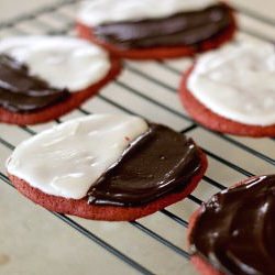 Red Velvet Black & White Cookies