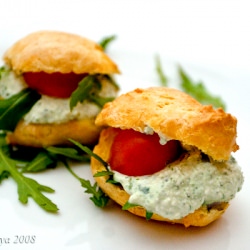 Cheese Puffs with Arugula Cream