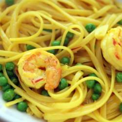 Shrimp, Peas & Pasta Cream Sauce
