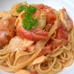 Spaghetti Con Salmone e Gamberi