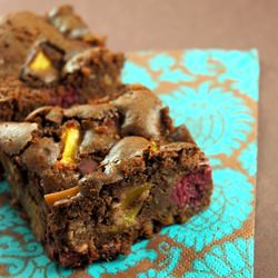 Chocolate Raspberry Peach Brownies