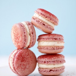 Raspberry Pink Peppercorn Macarons