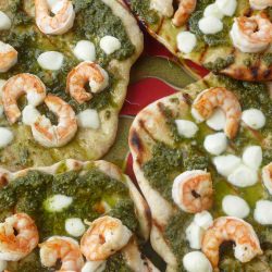 Grilled Shrimp & Pesto Pizza