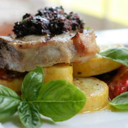 Juicy Pork Chops w/ Olive Tapenade
