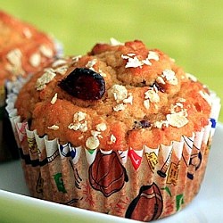 Low Fat, Oat Flour Cranberry Muffin