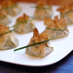 Phyllo Purses with Fava Greens