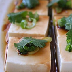 Cold Tofu with Cilantro, Scallions