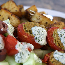 Falafel-Stuffed Roasted Tomatoes