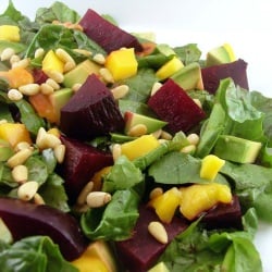 Roasted Beet & Mango Spinach Salad