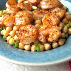 Lemony Chickpeas w/ Blackened Shrimp