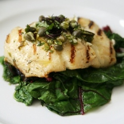 Grilled Halibut with Lemon-Basil
