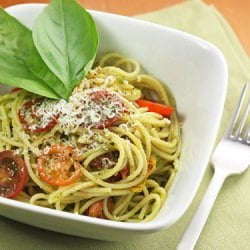 Spaghetti with Garlic Scape Pesto
