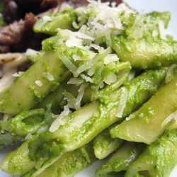 Arugula Spinach Pesto on Penne