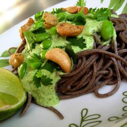 Herbed Edamame Sauce with Soba