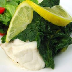 Halibut Wrapped in Swiss Chard